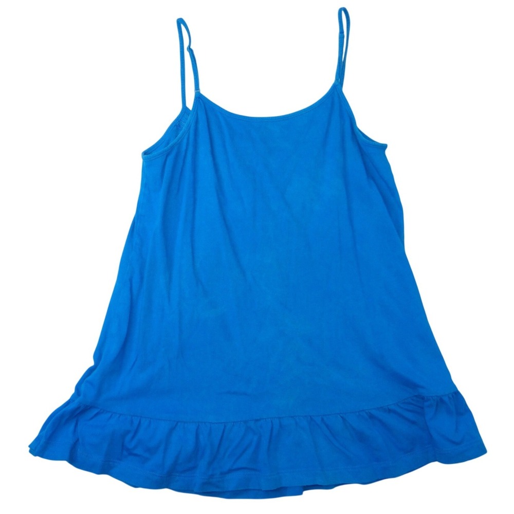 Secret Treasures Sleepwear‎ Blue Cotton Ruffle Tank Top S/CH